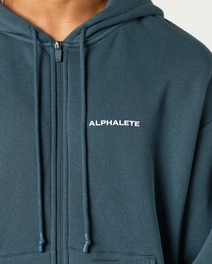 Hommes vêtements 46FZDN637 Alphalete veste classique entièrement zippée océan bleu