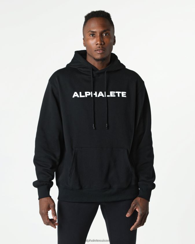 Hommes vêtements 46FZDN639 Alphalete sweat à capuche de base noir