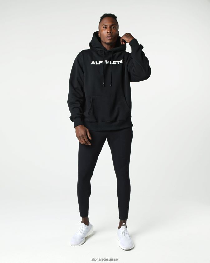 Hommes vêtements 46FZDN639 Alphalete sweat à capuche de base noir