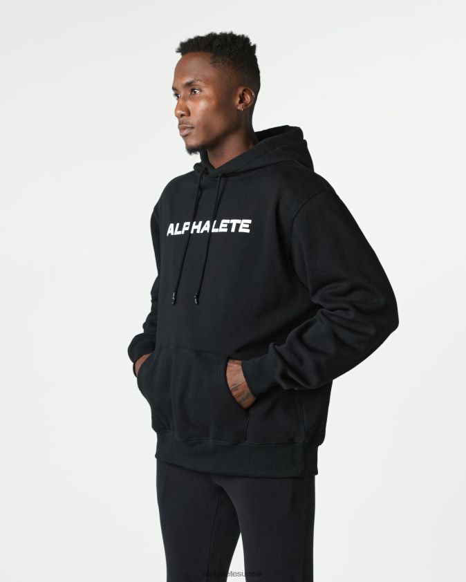 Hommes vêtements 46FZDN639 Alphalete sweat à capuche de base noir