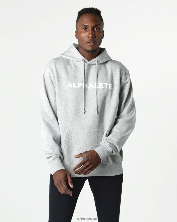Hommes vêtements 46FZDN640 Alphalete sweat à capuche de base gris chiné