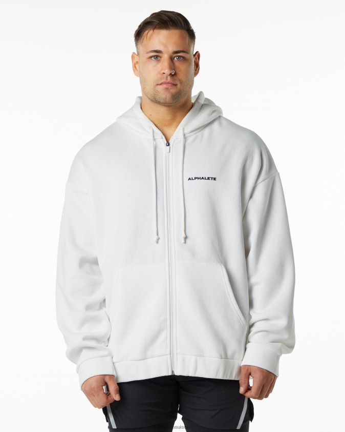 Hommes vêtements 46FZDN641 Alphalete veste classique entièrement zippée blanc