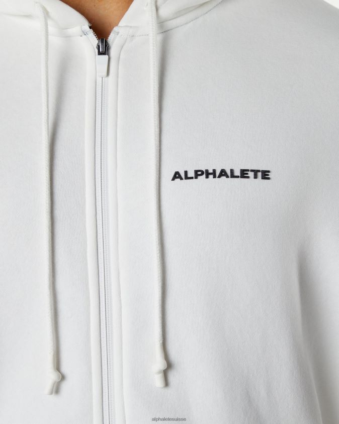 Hommes vêtements 46FZDN641 Alphalete veste classique entièrement zippée blanc