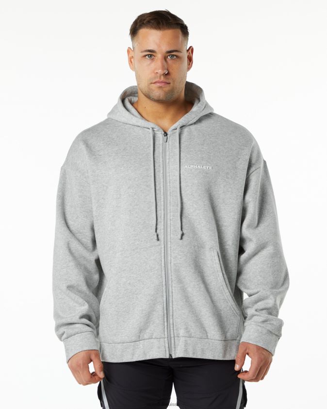 Hommes vêtements 46FZDN642 Alphalete veste classique entièrement zippée gris chiné