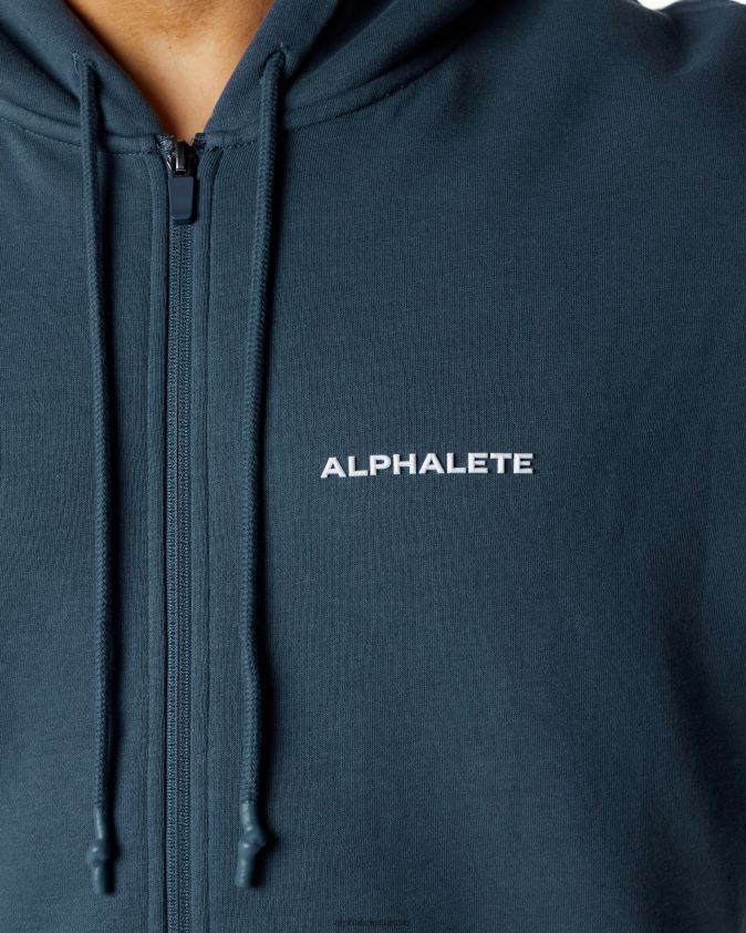 Hommes vêtements 46FZDN644 Alphalete veste classique entièrement zippée bleu baleine