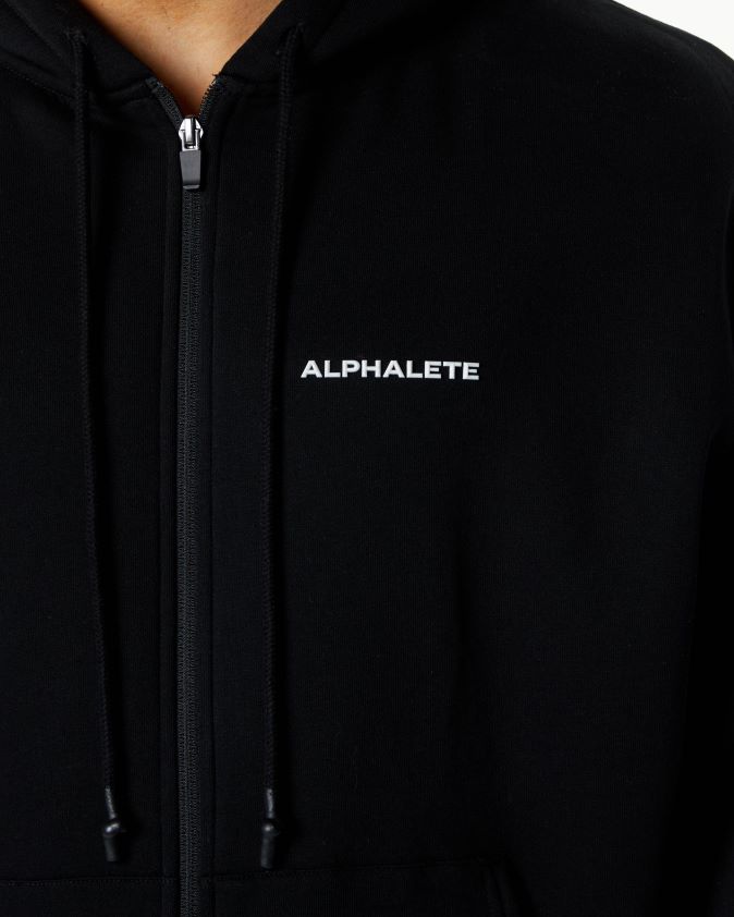 Hommes vêtements 46FZDN645 Alphalete veste classique entièrement zippée noir