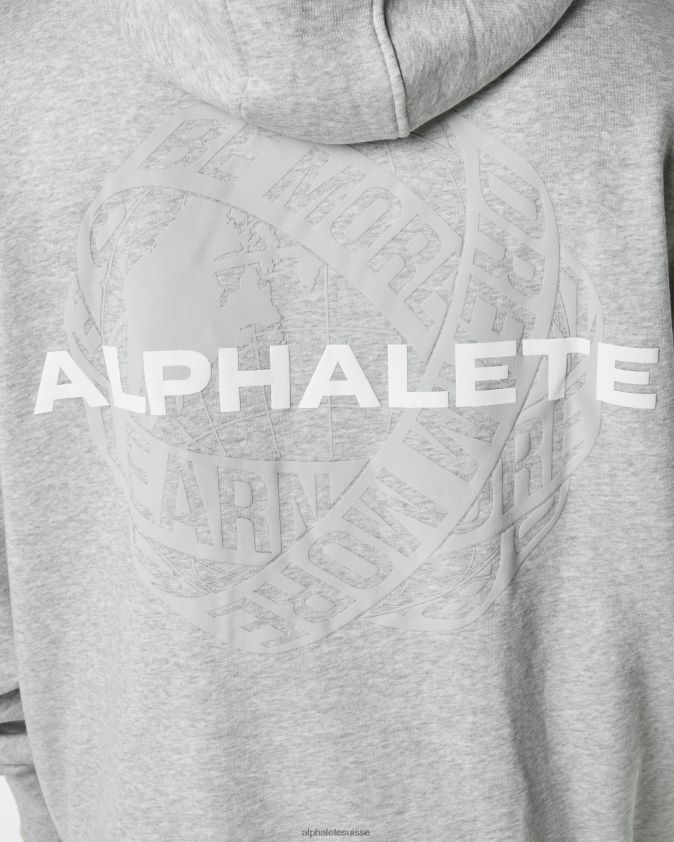 Hommes vêtements 46FZDN646 Alphalete sweat à capuche unité gris chiné