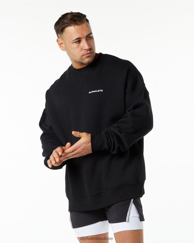 Hommes vêtements 46FZDN650 Alphalete équipage classique noir