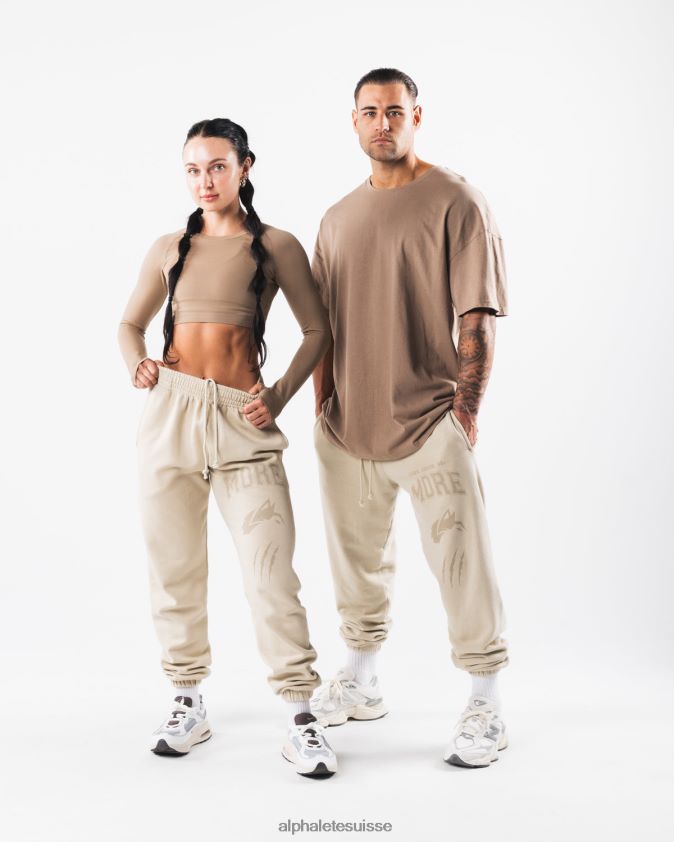 unisexe vêtements 46FZDN456 Alphalete jogger graphique à teinture terre coquille marron