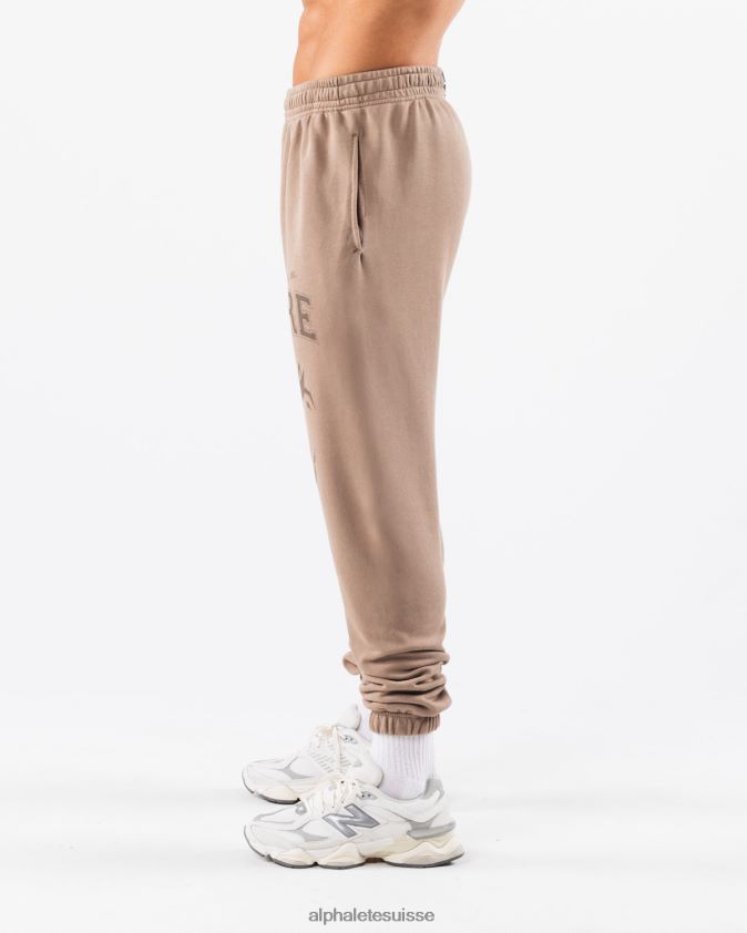 unisexe vêtements 46FZDN457 Alphalete jogger graphique à teinture terre brun mudstone