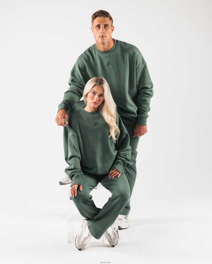 unisexe vêtements 46FZDN267 Alphalete origine ras du cou vert serein