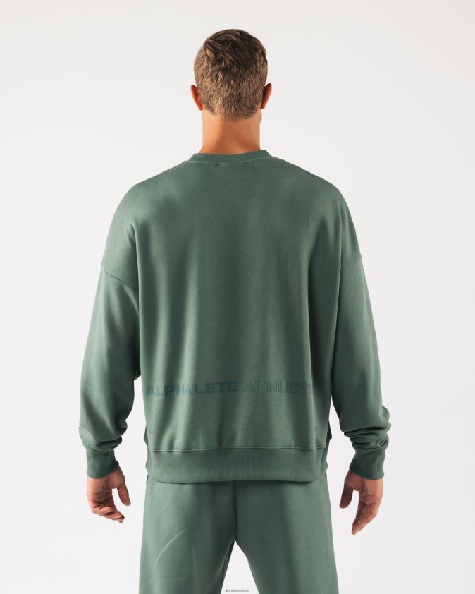 unisexe vêtements 46FZDN267 Alphalete origine ras du cou vert serein