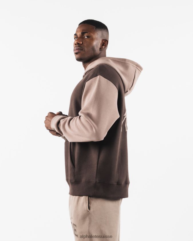 unisexe vêtements 46FZDN271 Alphalete sweat à capuche au pochoir cachemire marron