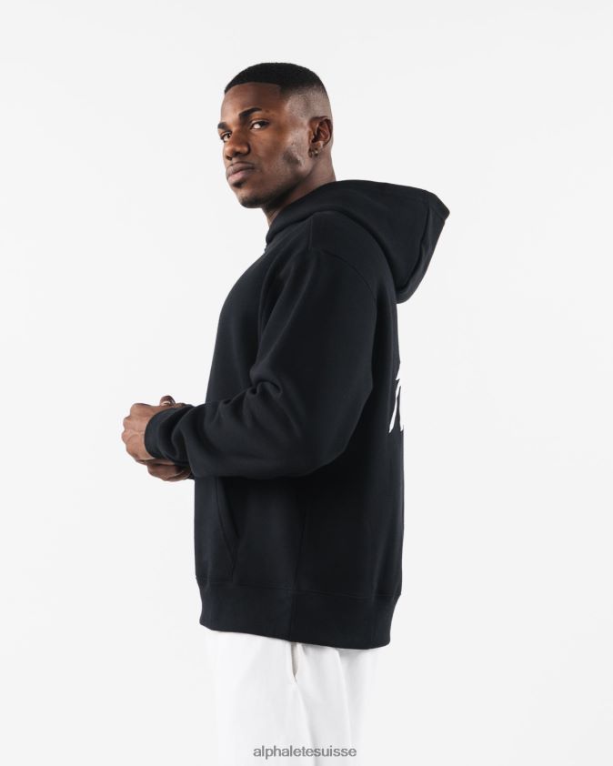 unisexe vêtements 46FZDN272 Alphalete sweat à capuche au pochoir noir