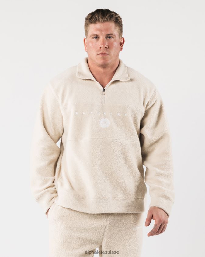 unisexe vêtements 46FZDN479 Alphalete fermeture éclair sur un quart de roi marron vanille