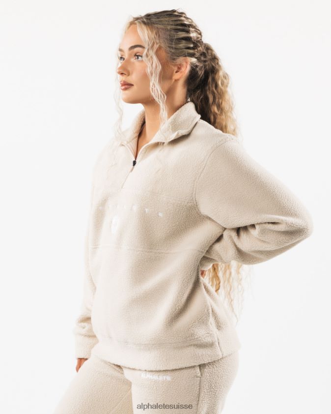 unisexe vêtements 46FZDN479 Alphalete fermeture éclair sur un quart de roi marron vanille