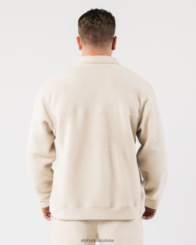 unisexe vêtements 46FZDN479 Alphalete fermeture éclair sur un quart de roi marron vanille