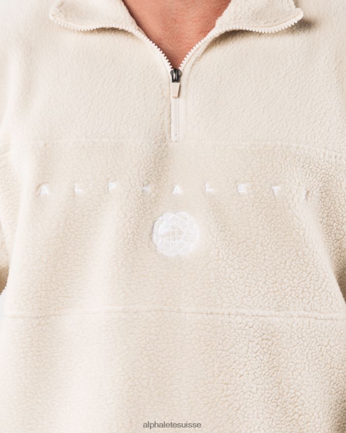 unisexe vêtements 46FZDN479 Alphalete fermeture éclair sur un quart de roi marron vanille
