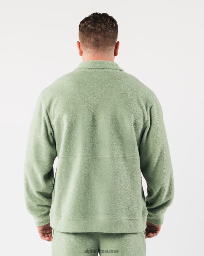 unisexe vêtements 46FZDN483 Alphalete fermeture éclair sur un quart de roi vert sauge