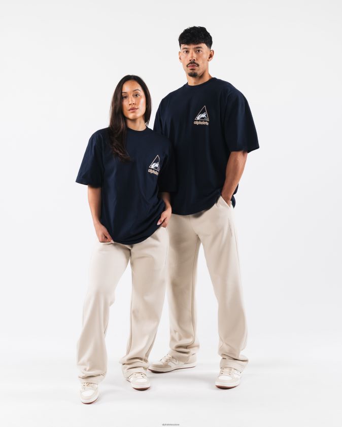 unisexe vêtements 46FZDN178 Alphalete t-shirt à crête bleu marine