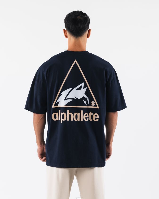 unisexe vêtements 46FZDN178 Alphalete t-shirt à crête bleu marine