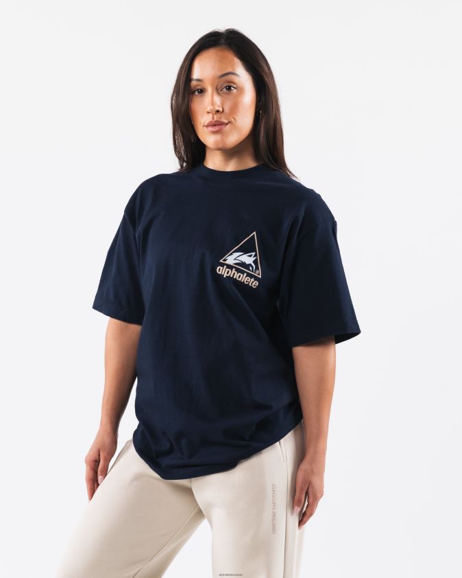 unisexe vêtements 46FZDN178 Alphalete t-shirt à crête bleu marine