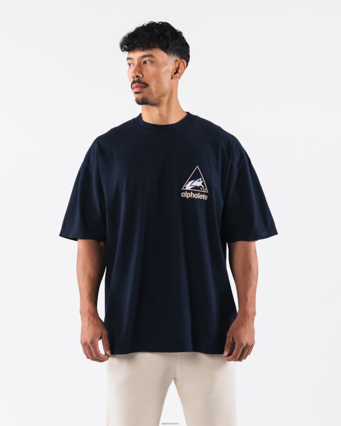 unisexe vêtements 46FZDN178 Alphalete t-shirt à crête bleu marine