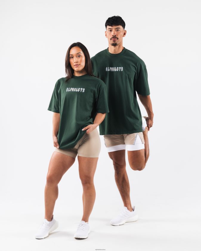 unisexe vêtements 46FZDN179 Alphalete tee-shirt fantôme lierre vert