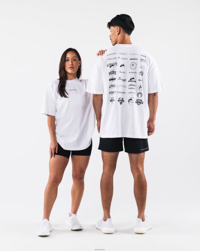 unisexe vêtements 46FZDN181 Alphalete tee-shirt du patrimoine blanc