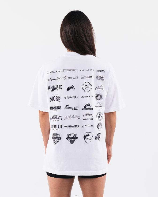 unisexe vêtements 46FZDN181 Alphalete tee-shirt du patrimoine blanc