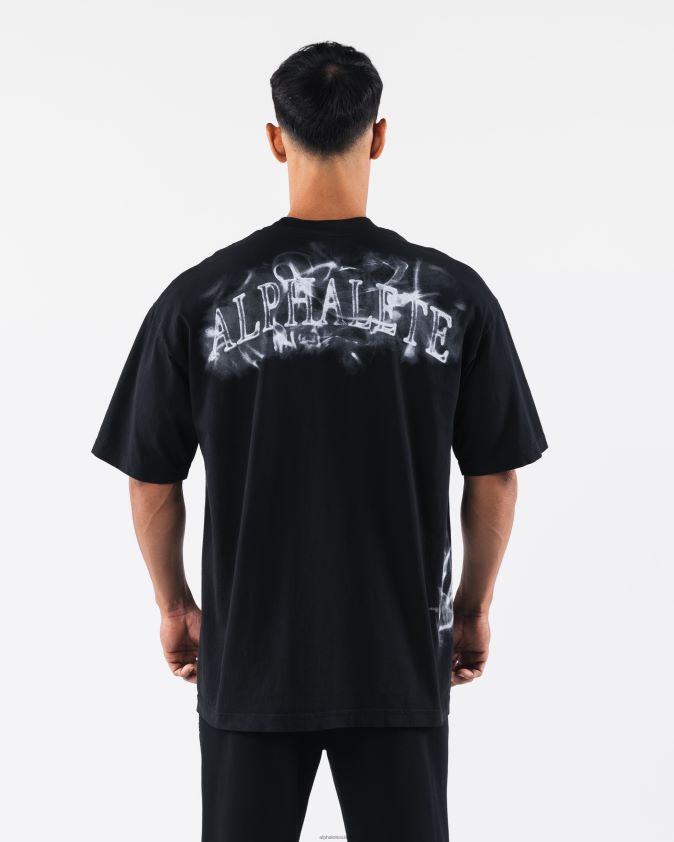 unisexe vêtements 46FZDN185 Alphalete tee-shirt de fumée noir