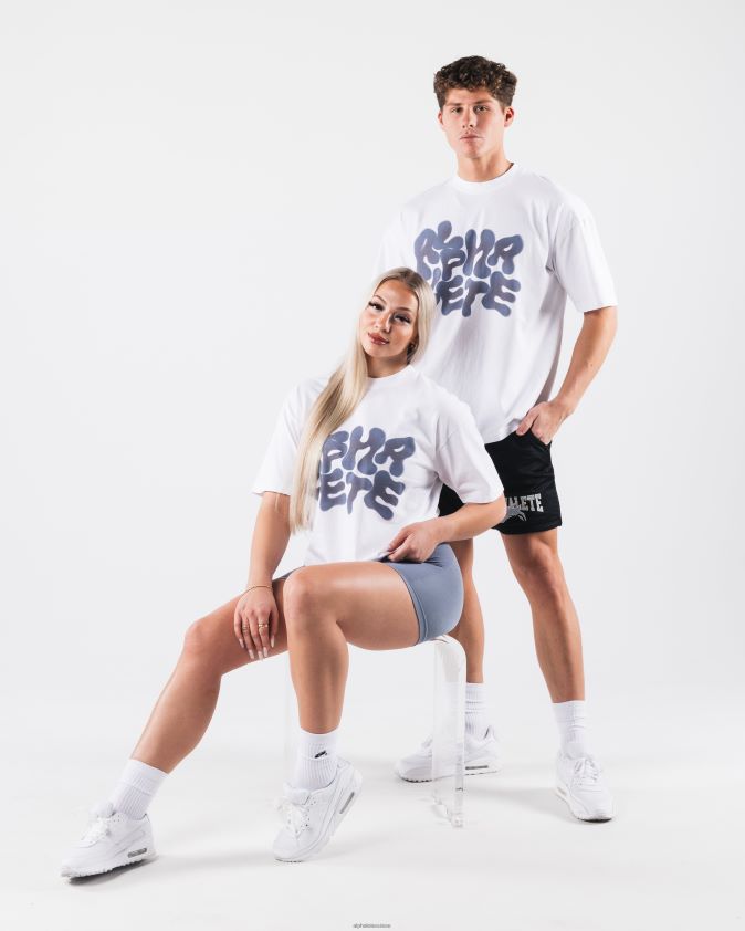 unisexe vêtements 46FZDN195 Alphalete tee-shirt flou radial blanc