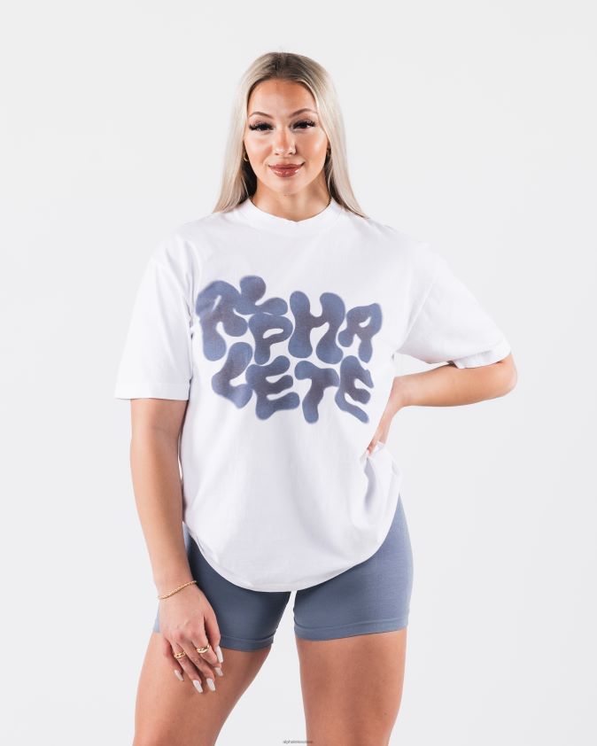unisexe vêtements 46FZDN195 Alphalete tee-shirt flou radial blanc