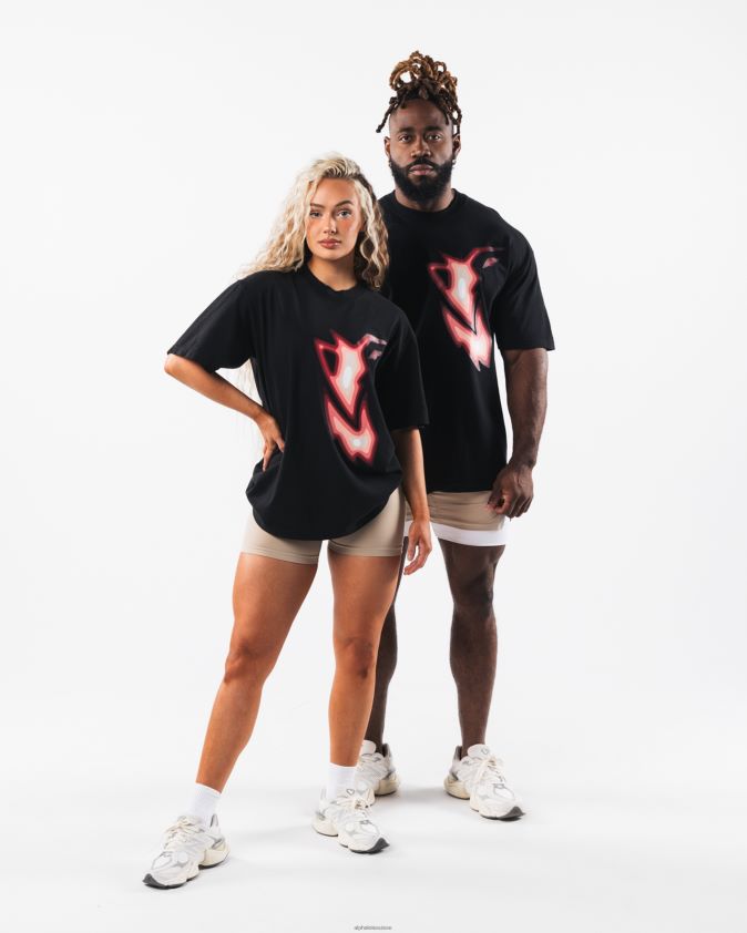 unisexe vêtements 46FZDN212 Alphalete tee-shirt de carte thermique noir