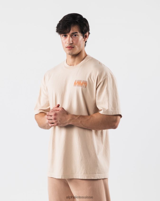 unisexe vêtements 46FZDN214 Alphalete tee-shirt énigmatique beige marron
