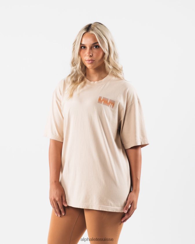 unisexe vêtements 46FZDN214 Alphalete tee-shirt énigmatique beige marron