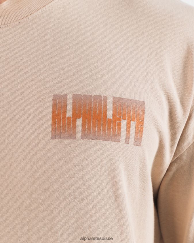 unisexe vêtements 46FZDN214 Alphalete tee-shirt énigmatique beige marron