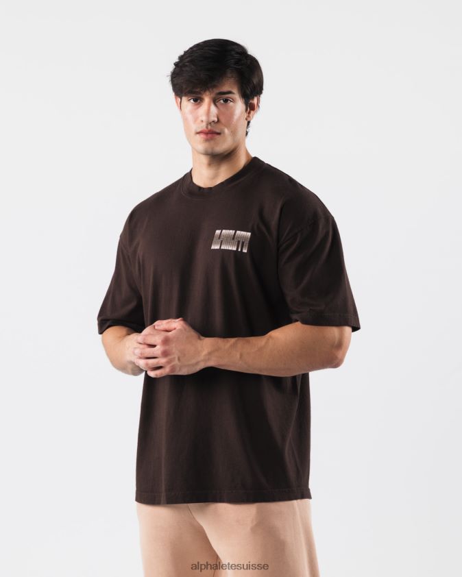 unisexe vêtements 46FZDN215 Alphalete tee-shirt énigmatique Chocolat brun