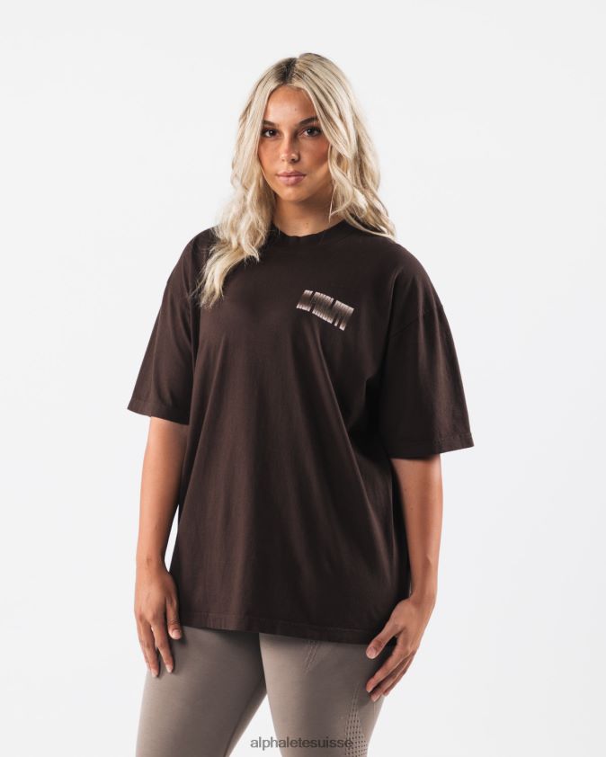 unisexe vêtements 46FZDN215 Alphalete tee-shirt énigmatique Chocolat brun