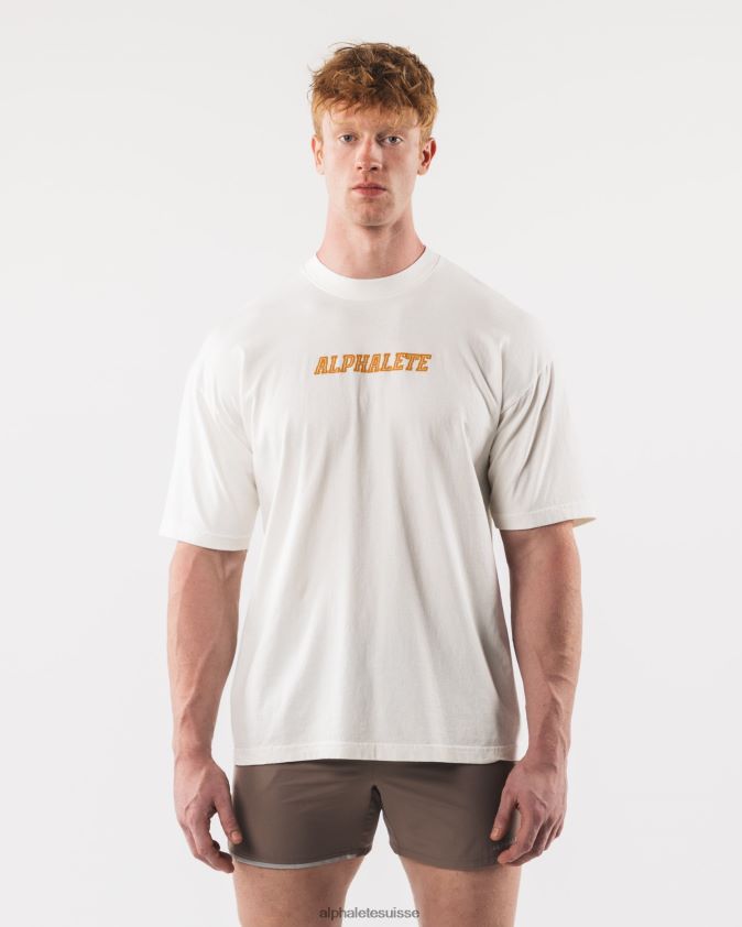 unisexe vêtements 46FZDN217 Alphalete tee-shirt à griffes blanc cassé