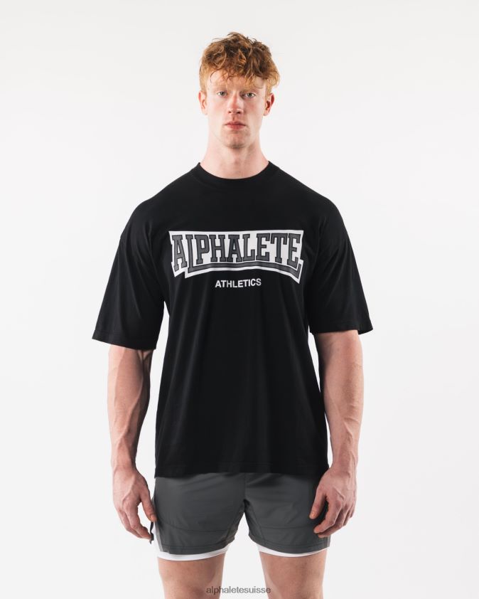 unisexe vêtements 46FZDN218 Alphalete tee-shirt universitaire noir