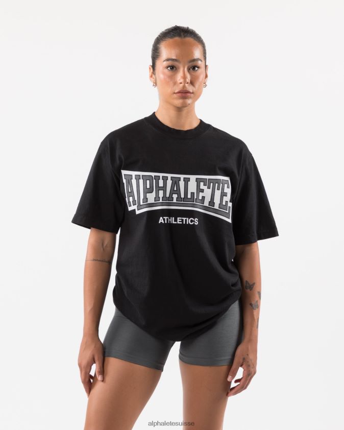 unisexe vêtements 46FZDN218 Alphalete tee-shirt universitaire noir