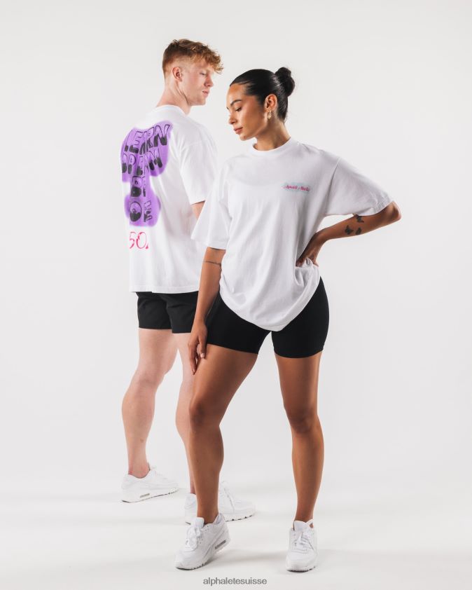 unisexe vêtements 46FZDN219 Alphalete t-shirt graffiti blanc