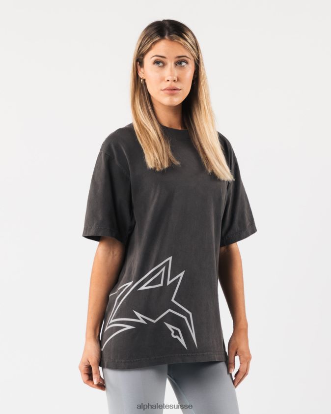 unisexe vêtements 46FZDN226 Alphalete tee-shirt tête de loup géant ancien noir