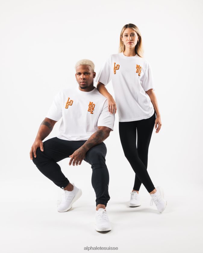 unisexe vêtements 46FZDN227 Alphalete ldb plus lettre tee blanc
