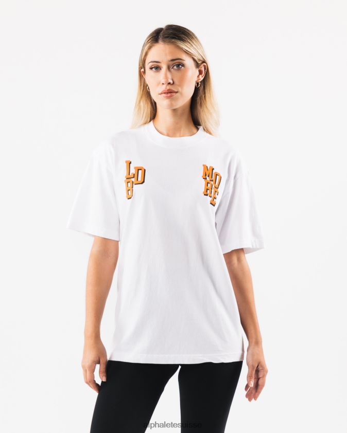 unisexe vêtements 46FZDN227 Alphalete ldb plus lettre tee blanc