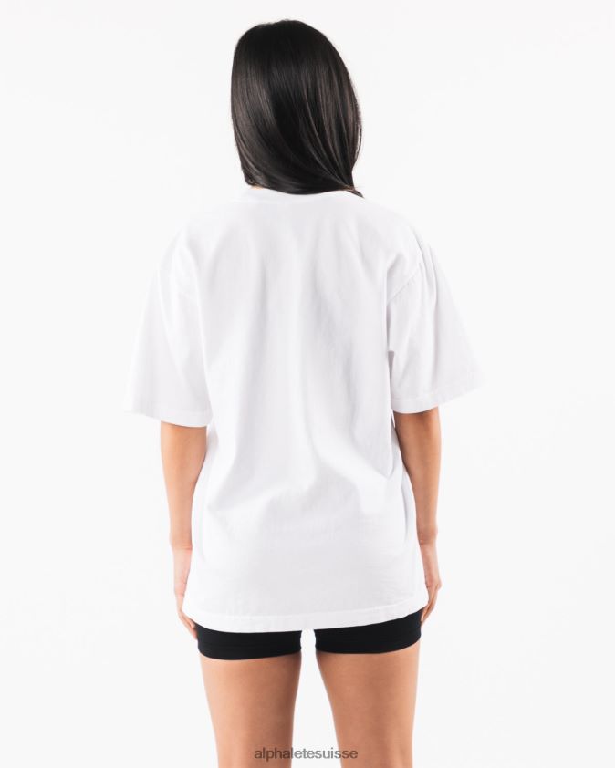 unisexe vêtements 46FZDN228 Alphalete tee-shirt universitaire à pompe blanc