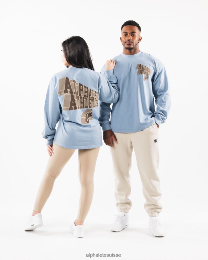 unisexe vêtements 46FZDN546 Alphalete tee dimensionnel bleu ciel