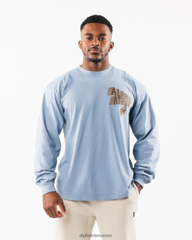 unisexe vêtements 46FZDN546 Alphalete tee dimensionnel bleu ciel