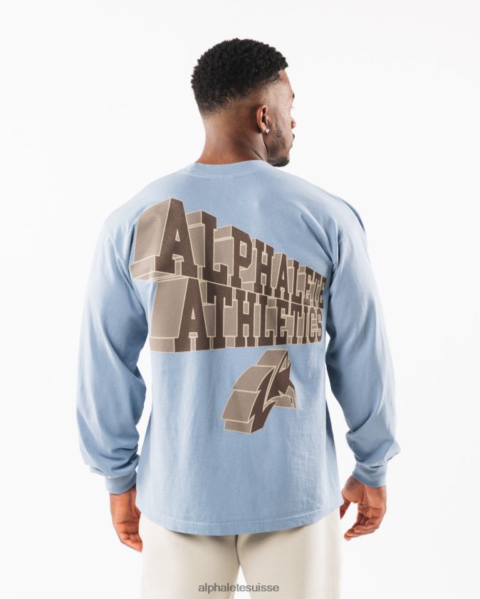 unisexe vêtements 46FZDN546 Alphalete tee dimensionnel bleu ciel